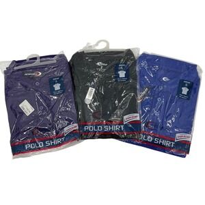 Premium Sportswear Polo Shirt Mens S Small Purple Black Royal Stain Guard 3-Pack